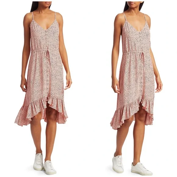 🐆 Rails, Frida Dusty Rose Spotted High-Low Dress